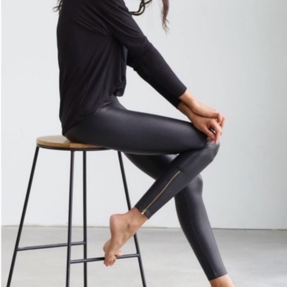 Commando Black  Leggings with Gold Zipper